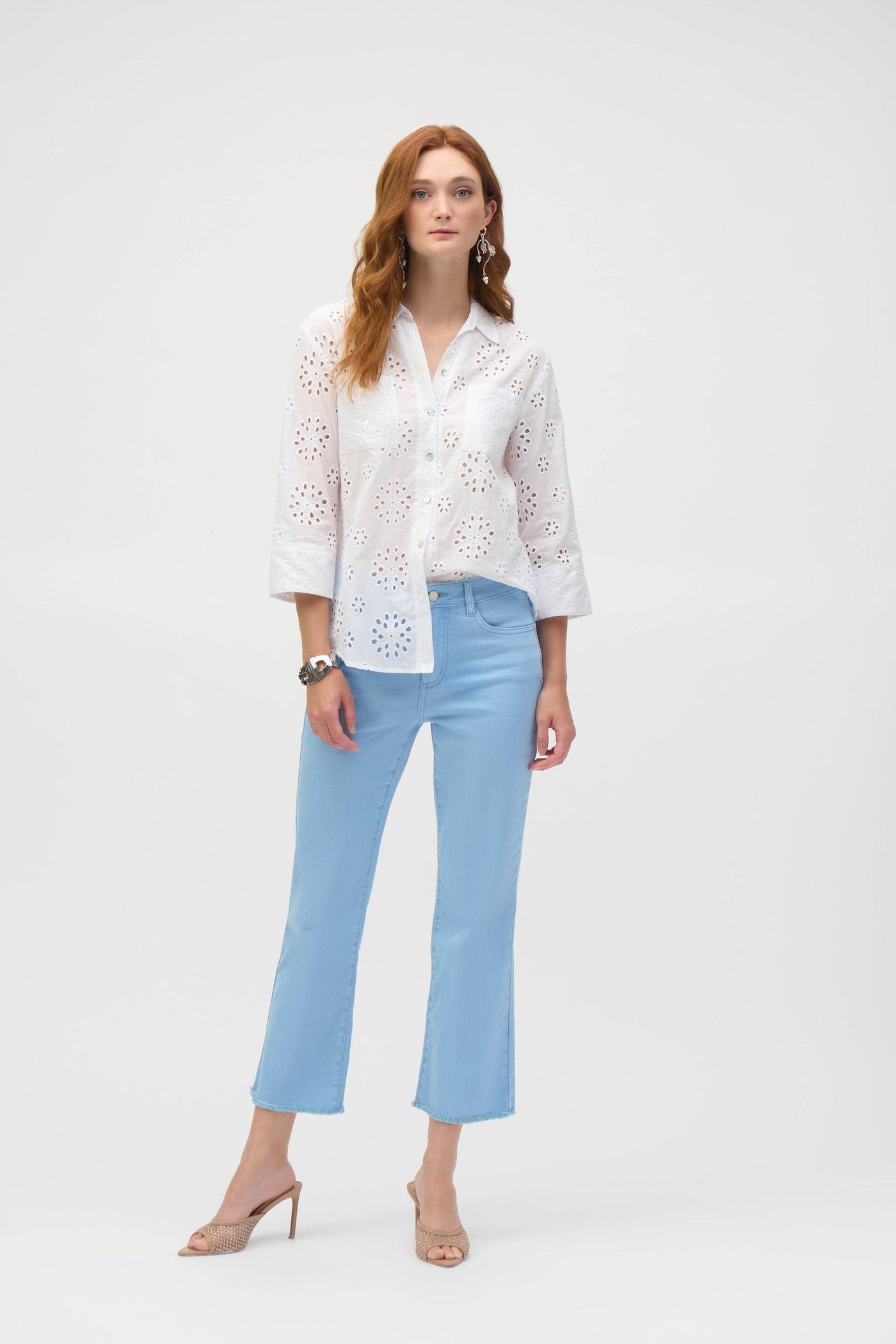 Cotton Embroidered Eyelet Boxy Blouse - Dream Pants