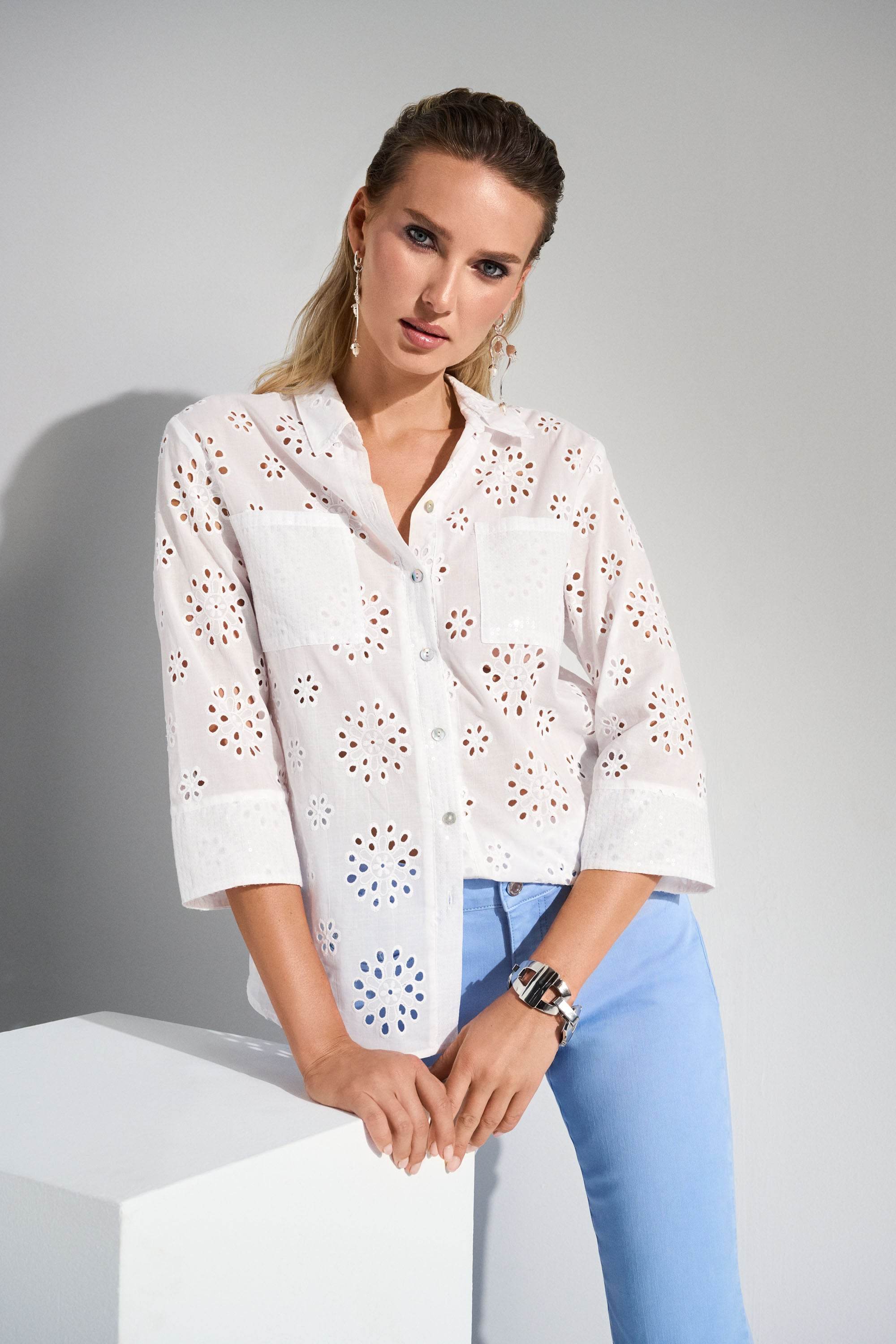 Cotton Embroidered Eyelet Boxy Blouse Style 252928 – Dream Pants