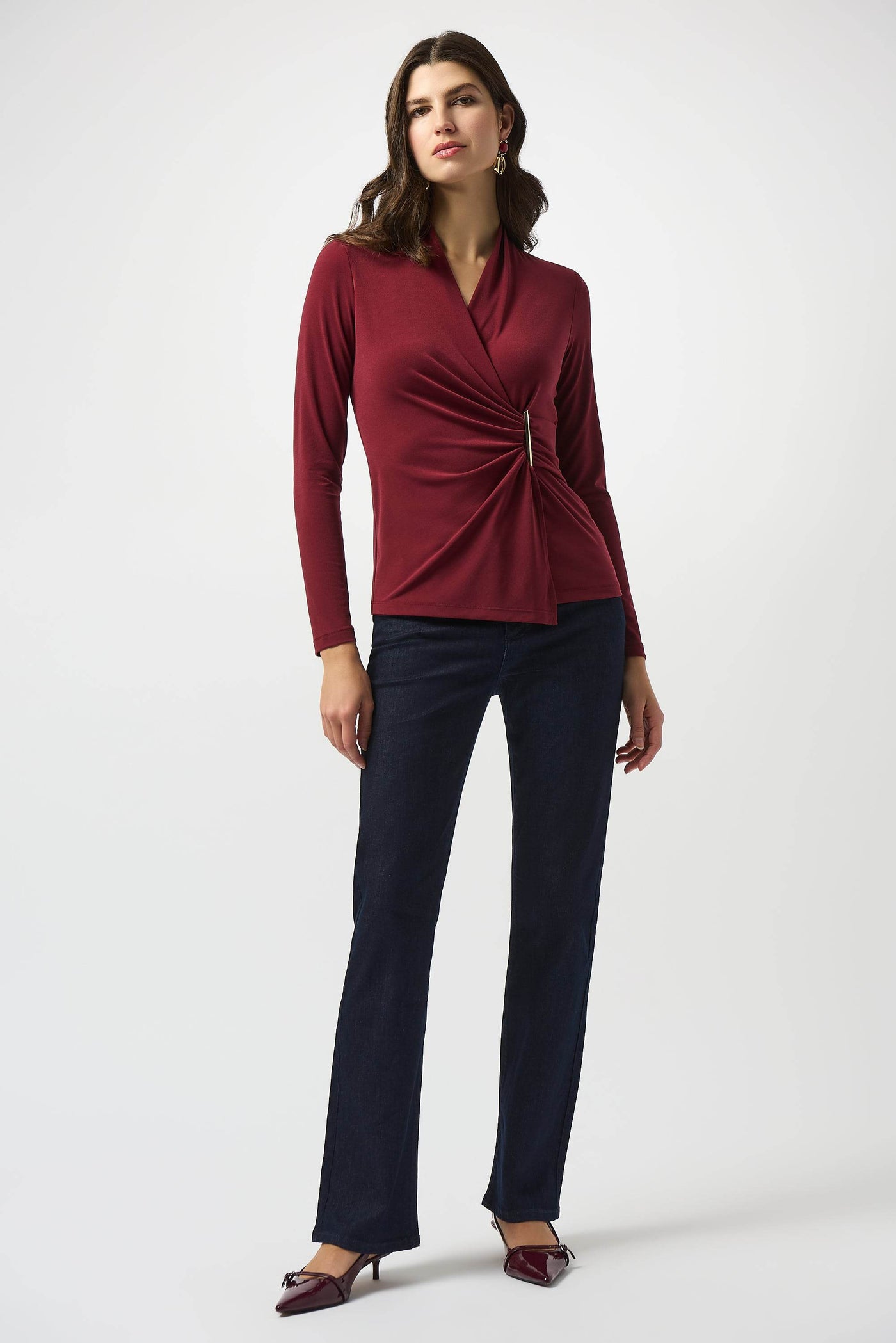 Moss Crepe Fitted Wrap Top - Dream Pants