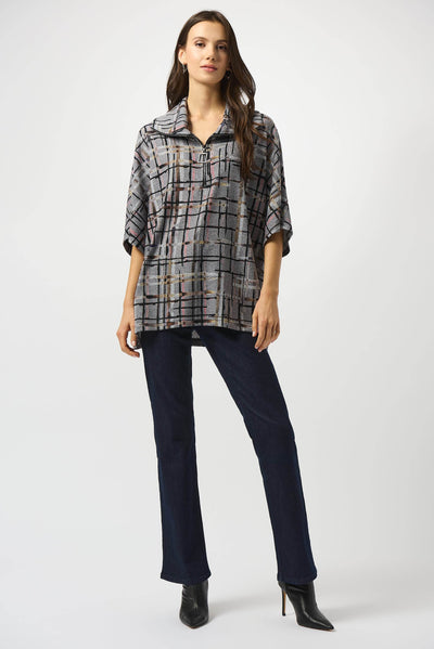 Sweater Knit Plaid Print Boxy Top - Dream Pants