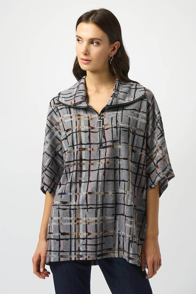 Sweater Knit Plaid Print Boxy Top - Dream Pants