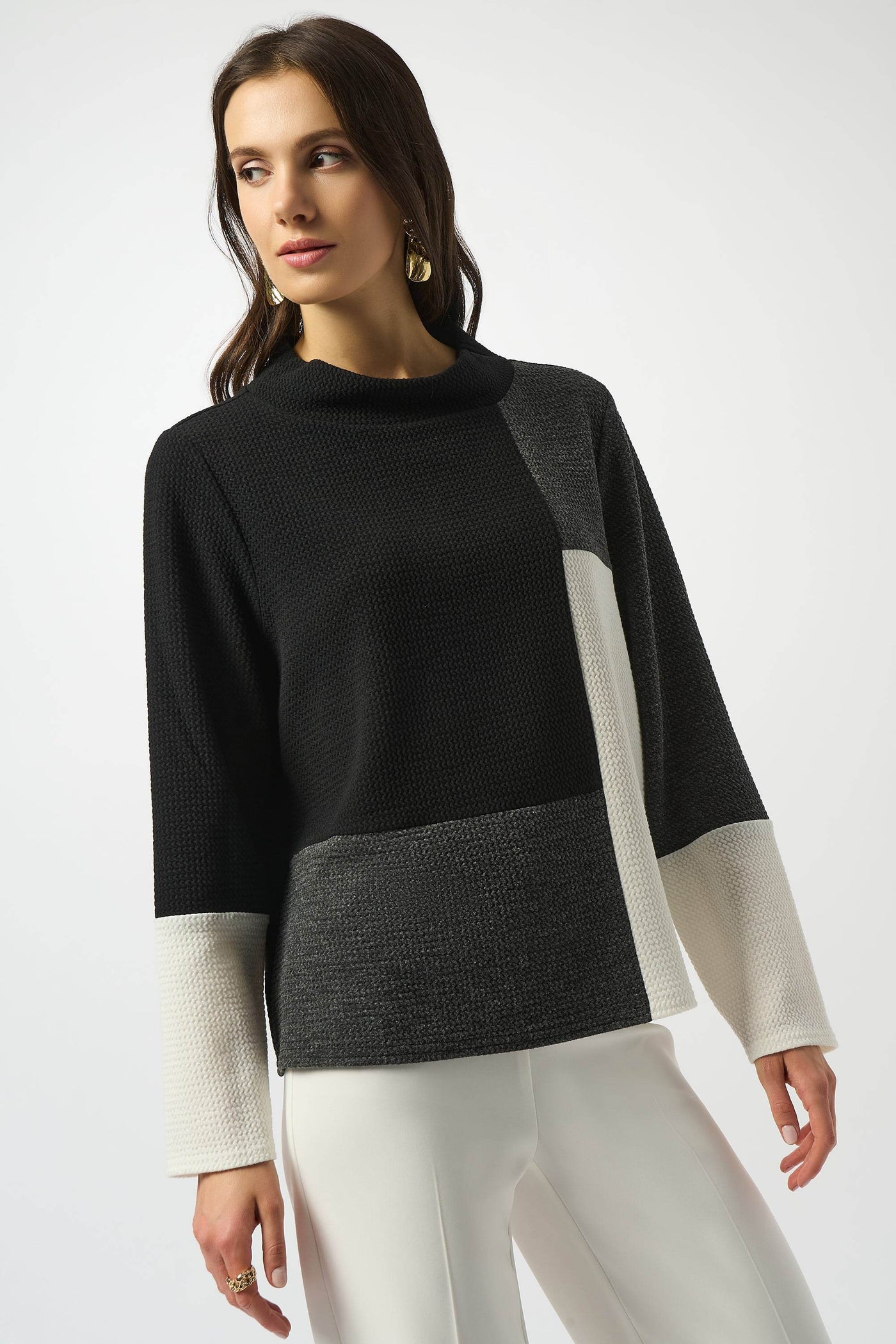 Jacquard Knit Colour-Block Boxy Top - Dream Pants