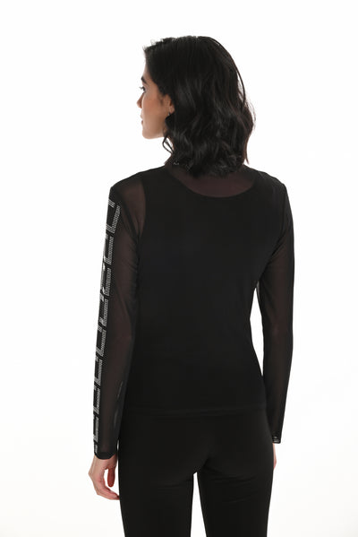 Mesh Embellished Top Frank Lyman