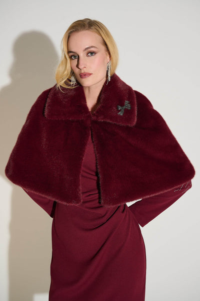 Signature Faux Fur Cape with Crystal Brooch - Dream Pants