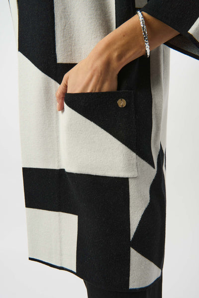 Jacquard Sweater Knit Colour-Block Cover-Up Joseph Ribkoff