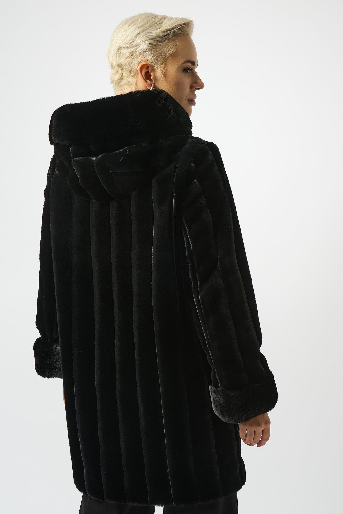 Faux Fur Reversible Hooded Coat Joseph Ribkoff