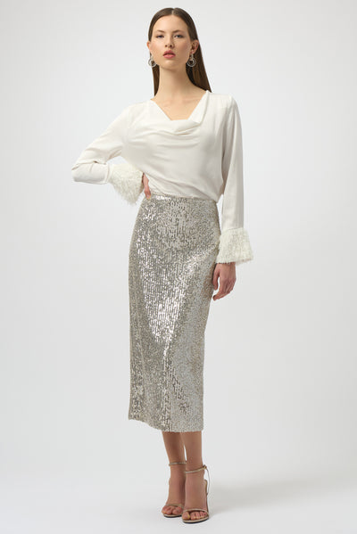 Sequined Pull-On Pencil Skirt Joseph Ribkoff