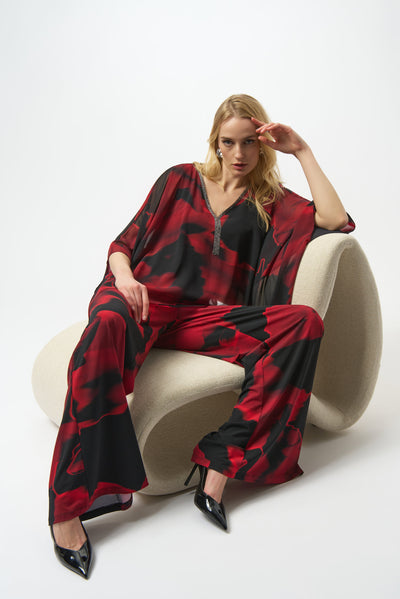 Recycled Chiffon Abstract Print Poncho Top Joseph Ribkoff