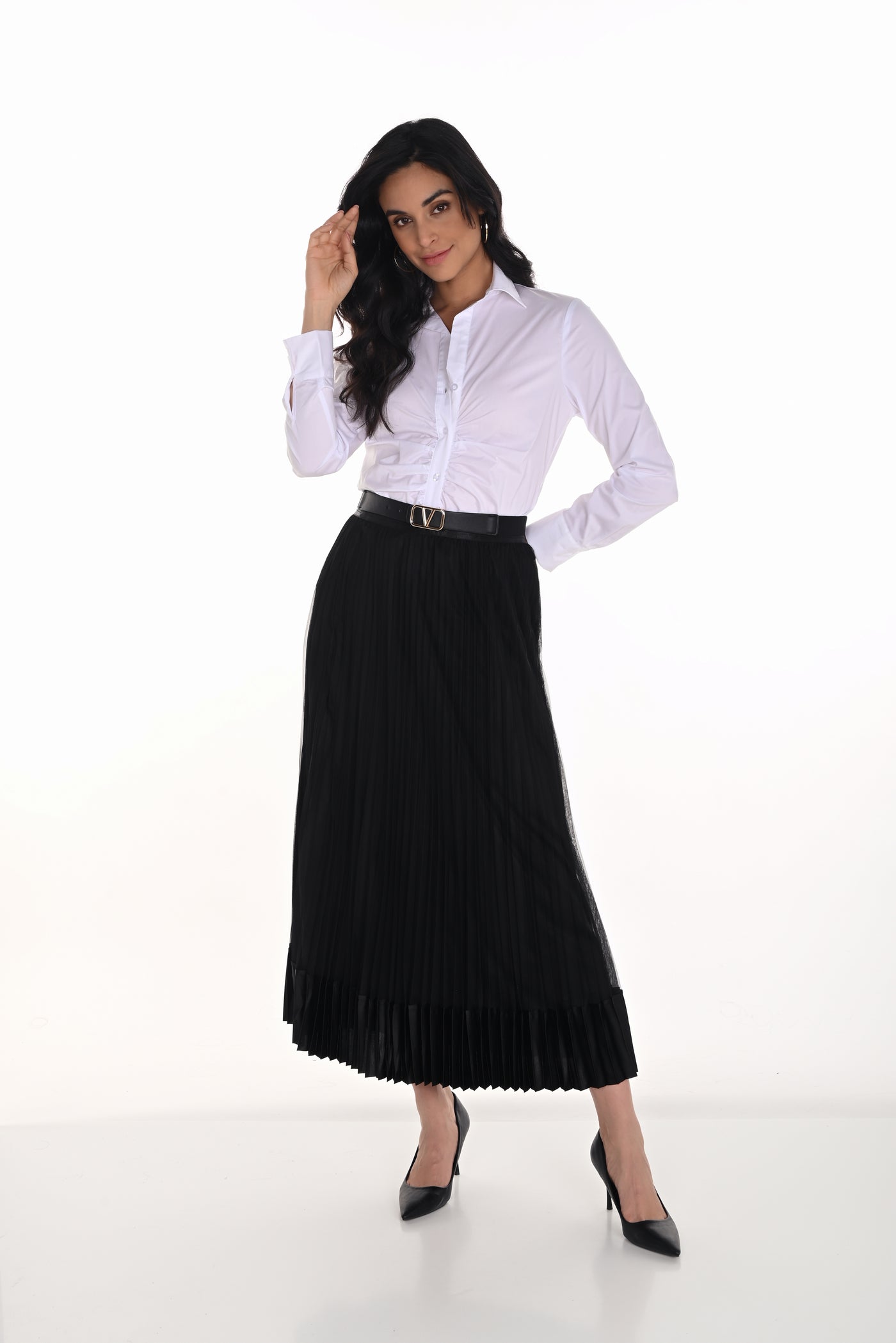 Pleated Midi Knit Skirt Frank Lyman