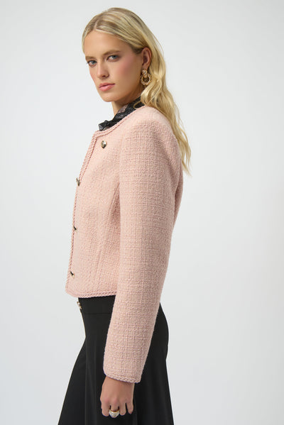 Bouclé Collarless Jacket with Buttons Joseph Ribkoff