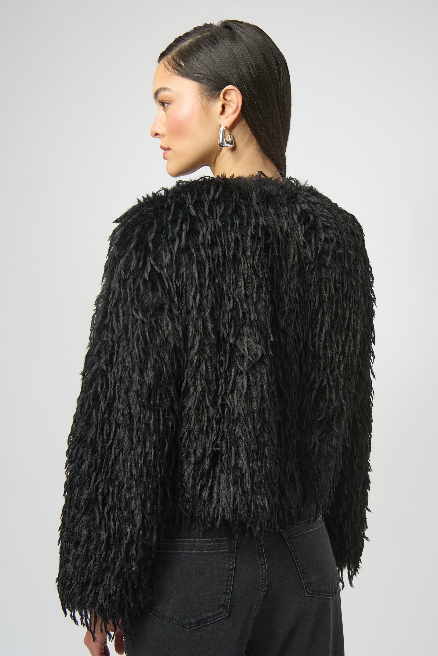 Faux Fur Collarless Boxy Jacket Joseph Ribkoff