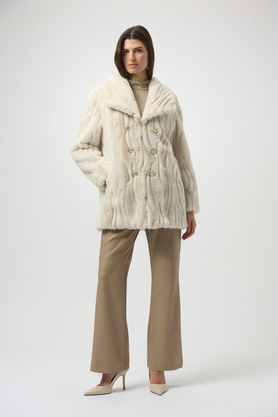 Textured Faux Fur Shawl Collar Coat Joseph Ribkoff