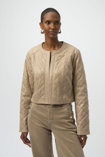 Foiled Faux Suede Diamond Quilt Studded Jacket Joseph Ribkoff