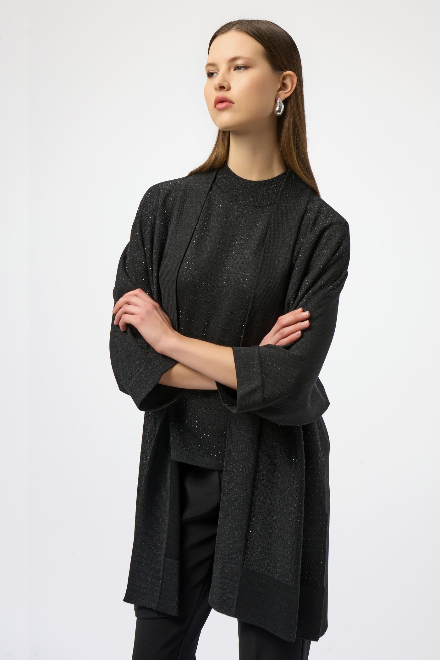 Sweater Knit Cover-Up with Iron-On Detail Joseph Ribkoff