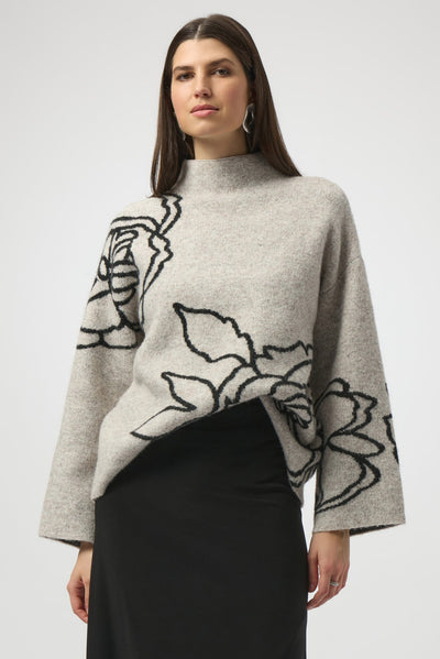 Sweater Knit Floral Print Pullover Joseph Ribkoff