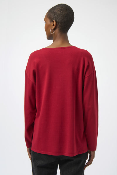 Sweater Knit Pullover with Iron-On Detail Joseph Ribkoff
