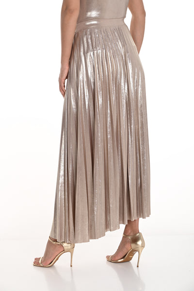 Pleated Metallic Midi Skirt Frank Lyman