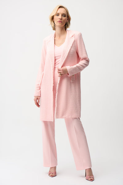 Bouclé Straight Coat With Fringe Detail Joseph Ribkoff