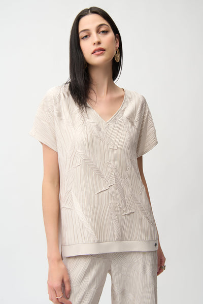 Pleated Satin Boxy Top With Silky Knit Back Joseph Ribkoff