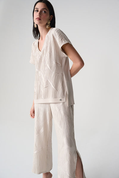 Pleated Satin Boxy Top With Silky Knit Back Joseph Ribkoff