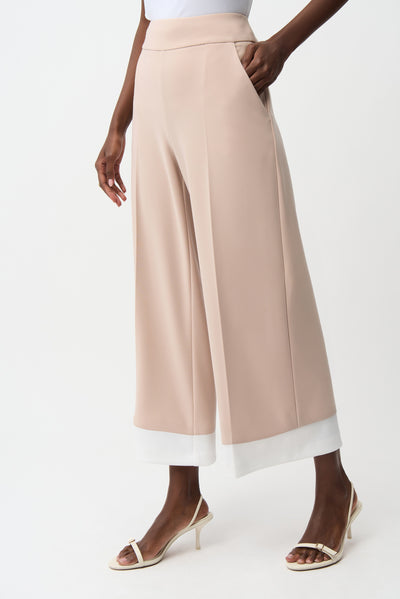 Silky Knit Pull-On Culotte Pants With Contrast Piping Joseph Ribkoff