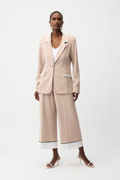Silky Knit Fittted Blazer With Contrast Piping Joseph Ribkoff