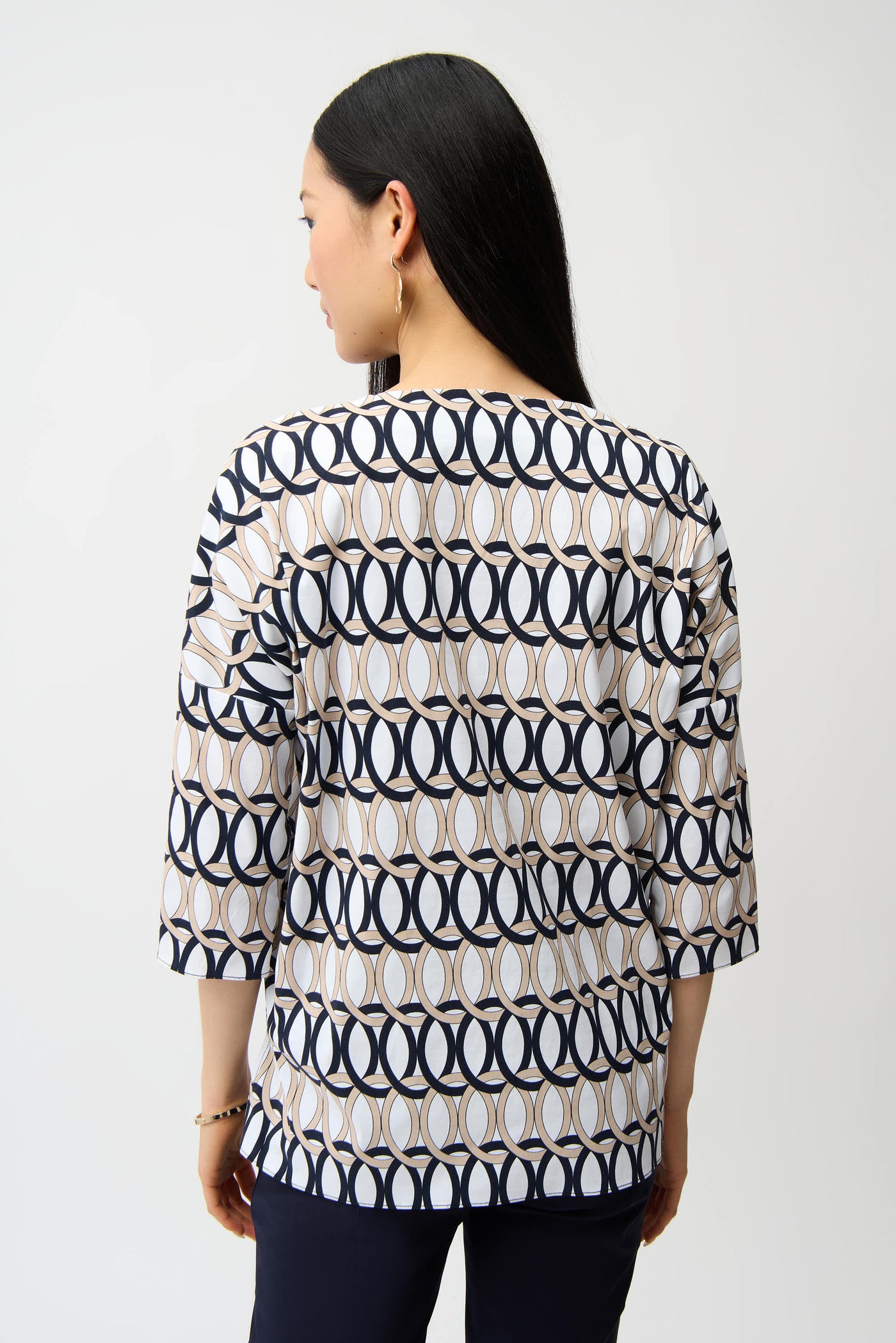 Stretch Poplin Geometric Print Tunic 261203 Joseph Ribkoff