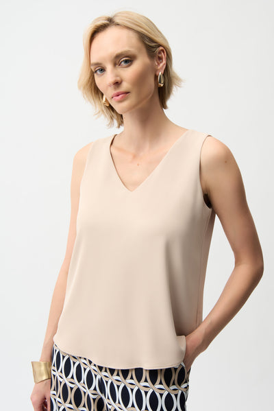 Woven Twill Sleeveless Straight Top With V-neckline Joseph Ribkoff
