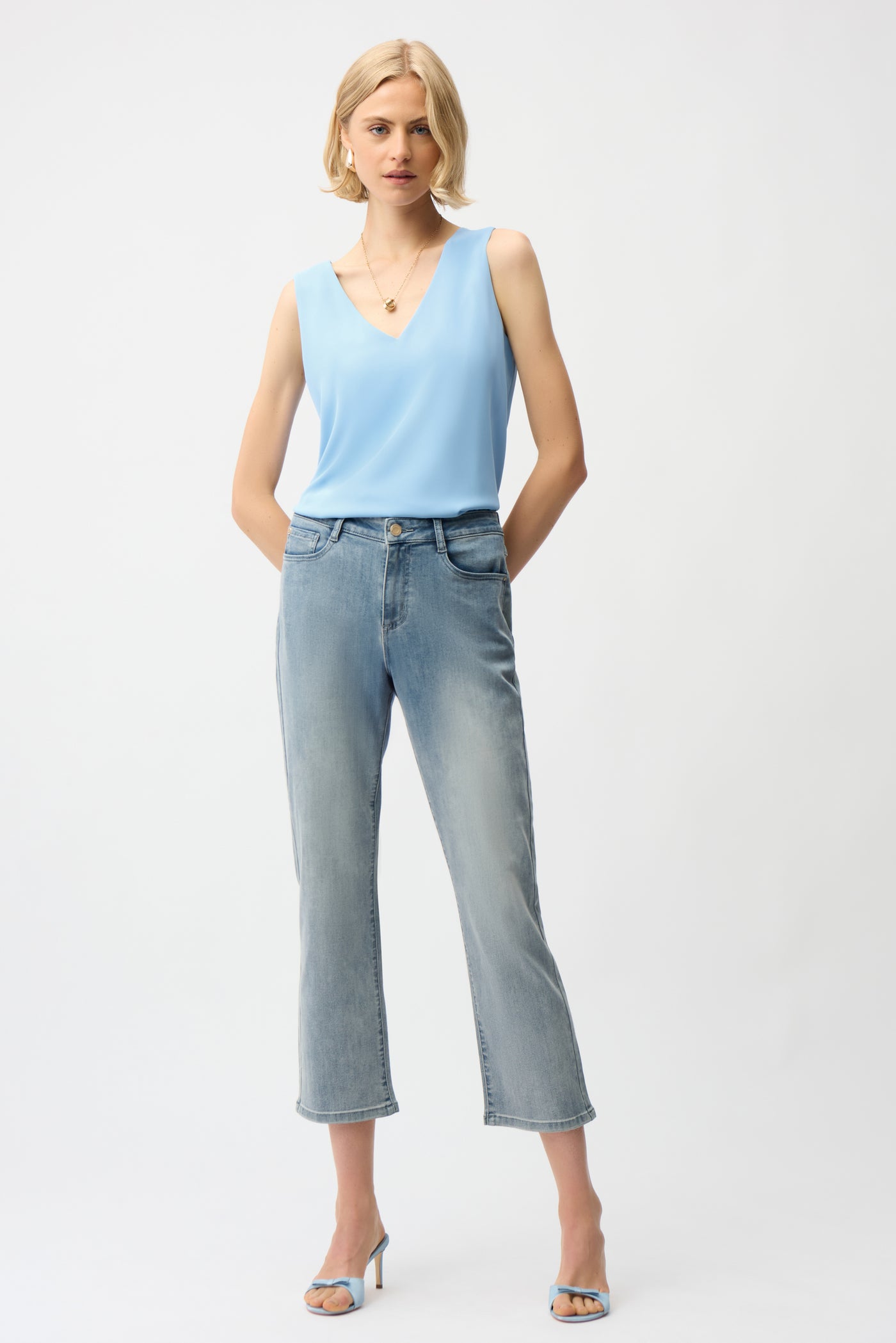 Woven Twill Sleeveless Straight Top With V-neckline Joseph Ribkoff