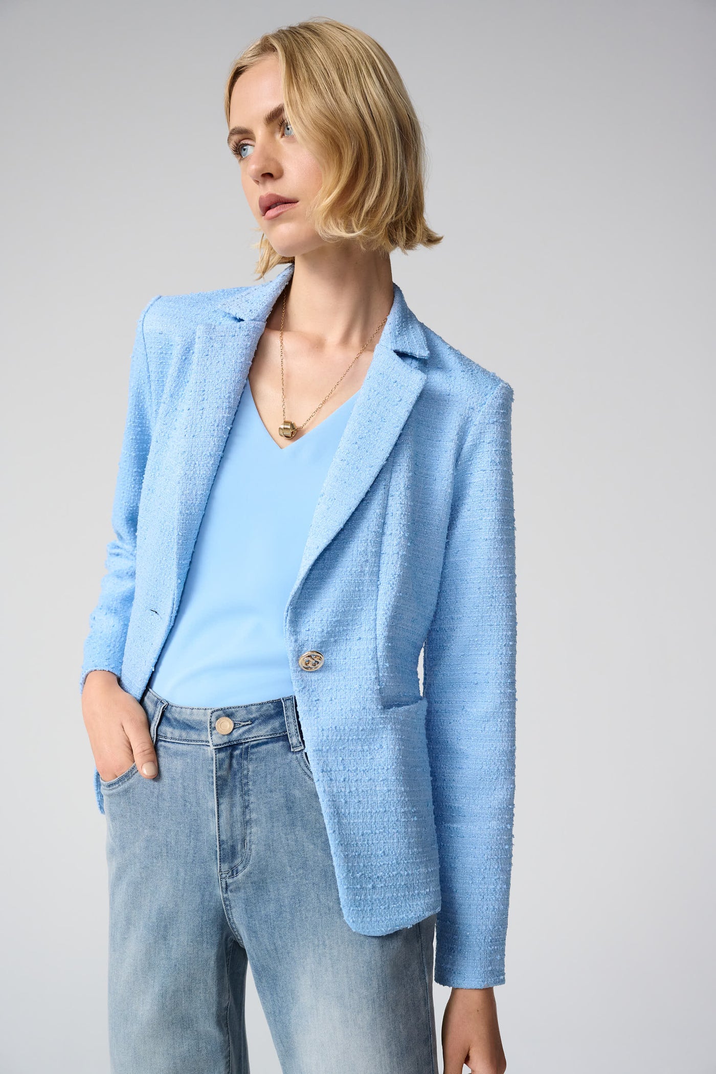 Woven Twill Sleeveless Straight Top With V-neckline Joseph Ribkoff