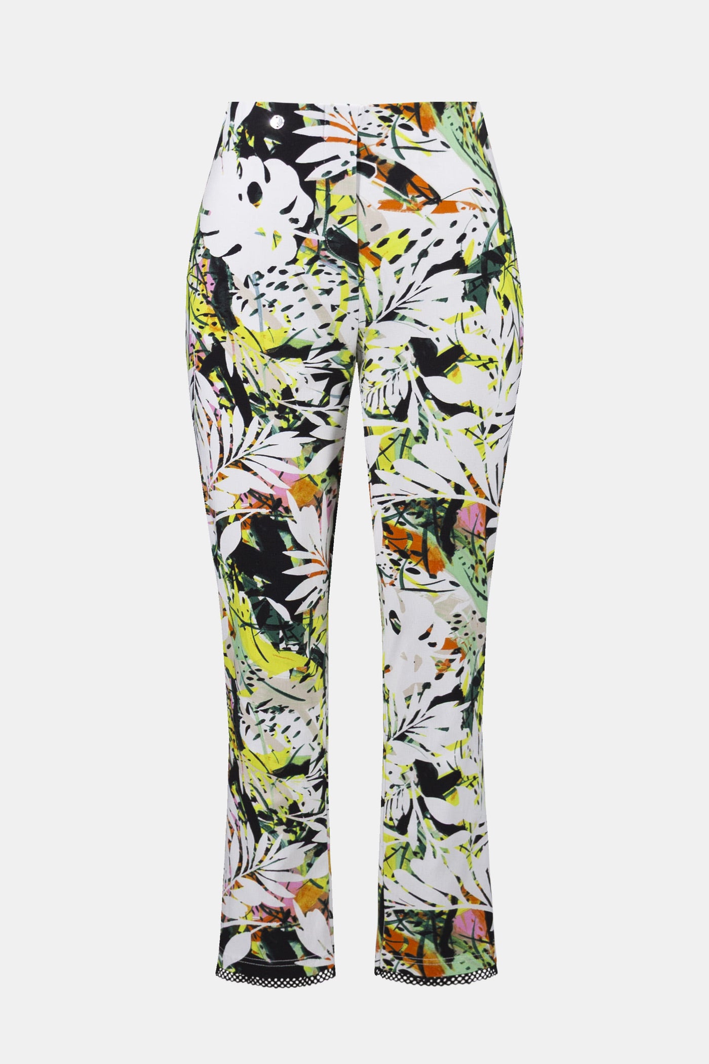 Millennium Tropical Print Pull-On Pants With Mesh Detail 261603 Joseph Ribkoff