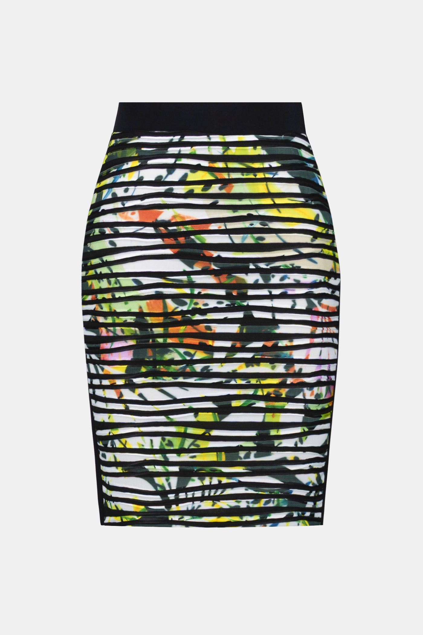 Cascade Knit Tropical Print Straight Pull-On Skirt Joseph Ribkoff