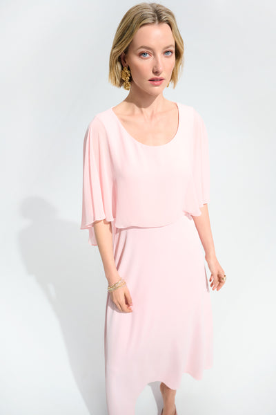 Signature | Woven Twill A-Line Dress With Chiffon Overlay Joseph Ribkoff