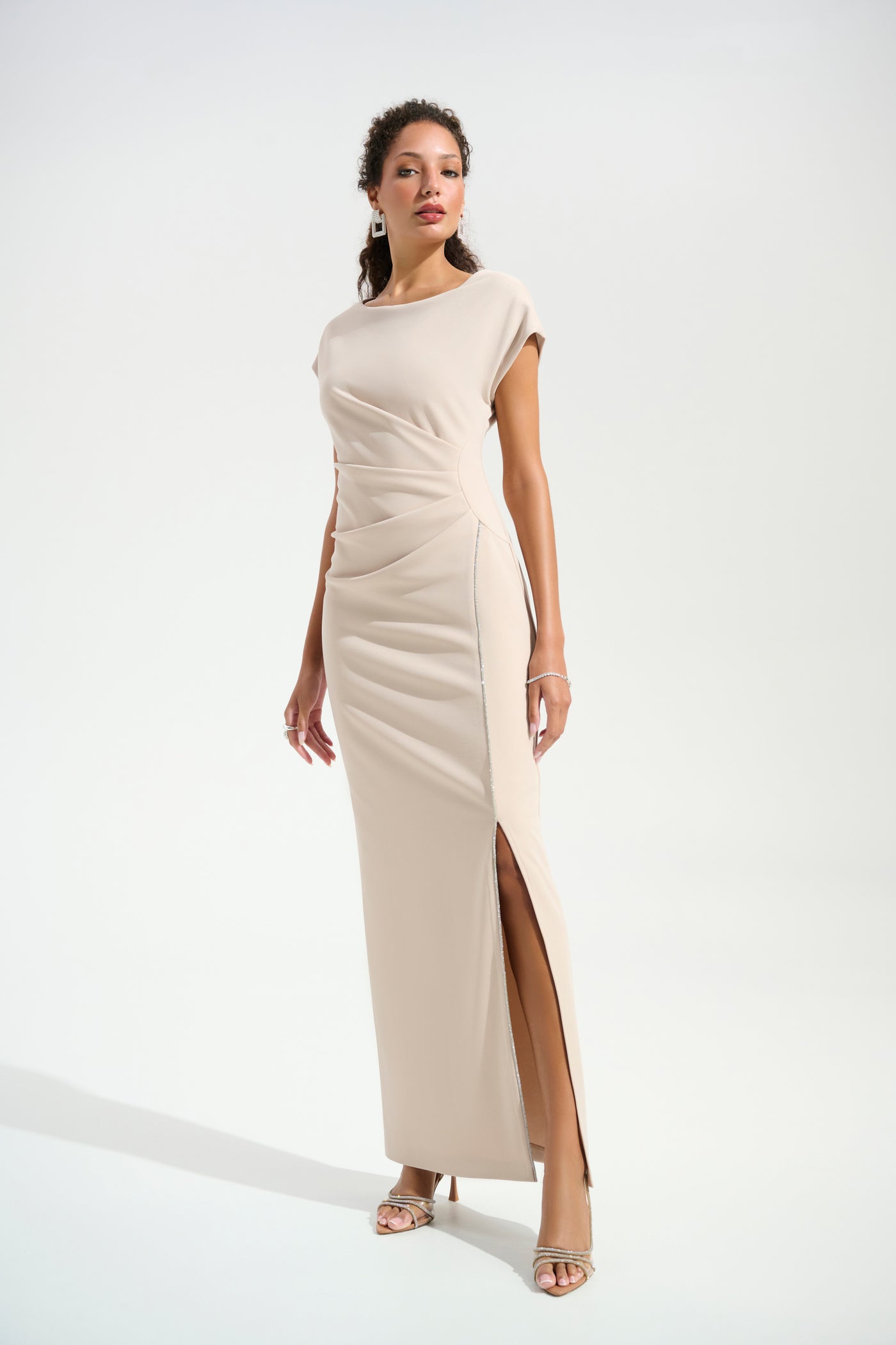 Signature | Scuba Crepe Sheath Gown With Rhinestones Piping Joseph Ribkoff