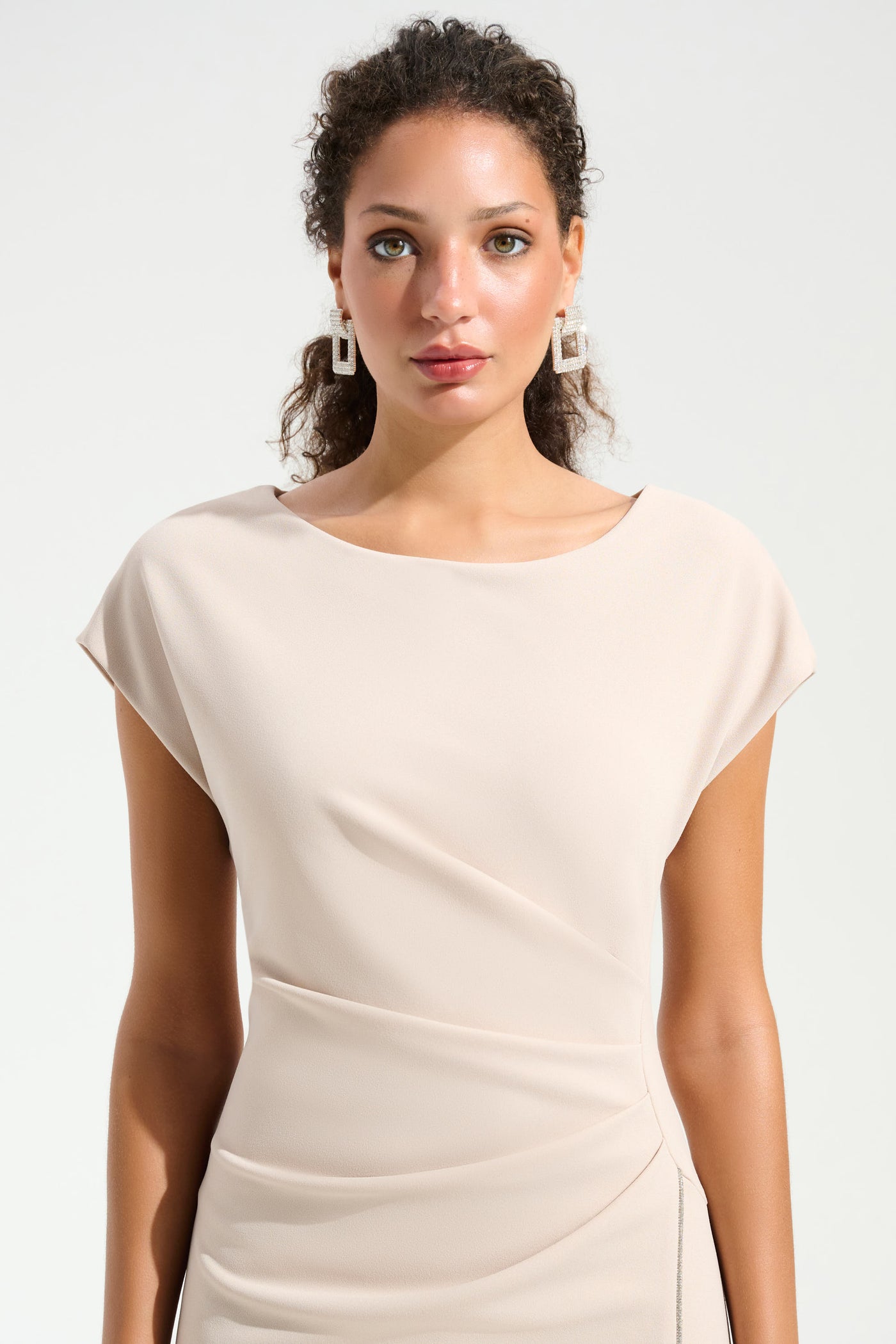 Signature | Scuba Crepe Sheath Gown With Rhinestones Piping Joseph Ribkoff