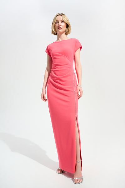 Signature | Scuba Crepe Sheath Gown With Rhinestones Piping Joseph Ribkoff
