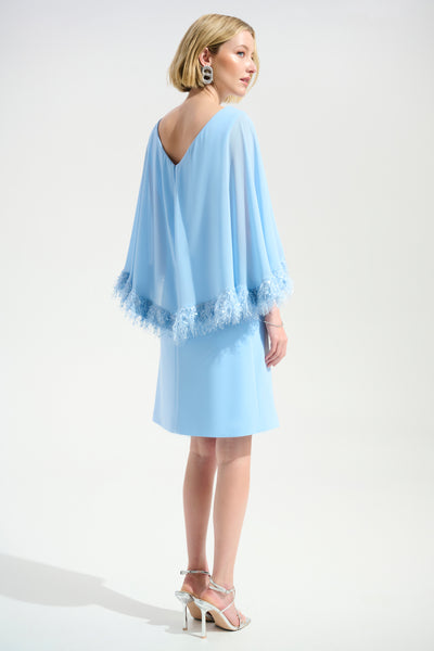 Silky Knit A-Line Dress With Chiffon Cape And Novelty Trim Joseph Ribkoff