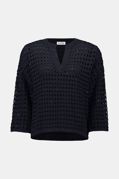 Cotton Blend Open Stitch Boxy Sweater Joseph Ribkoff