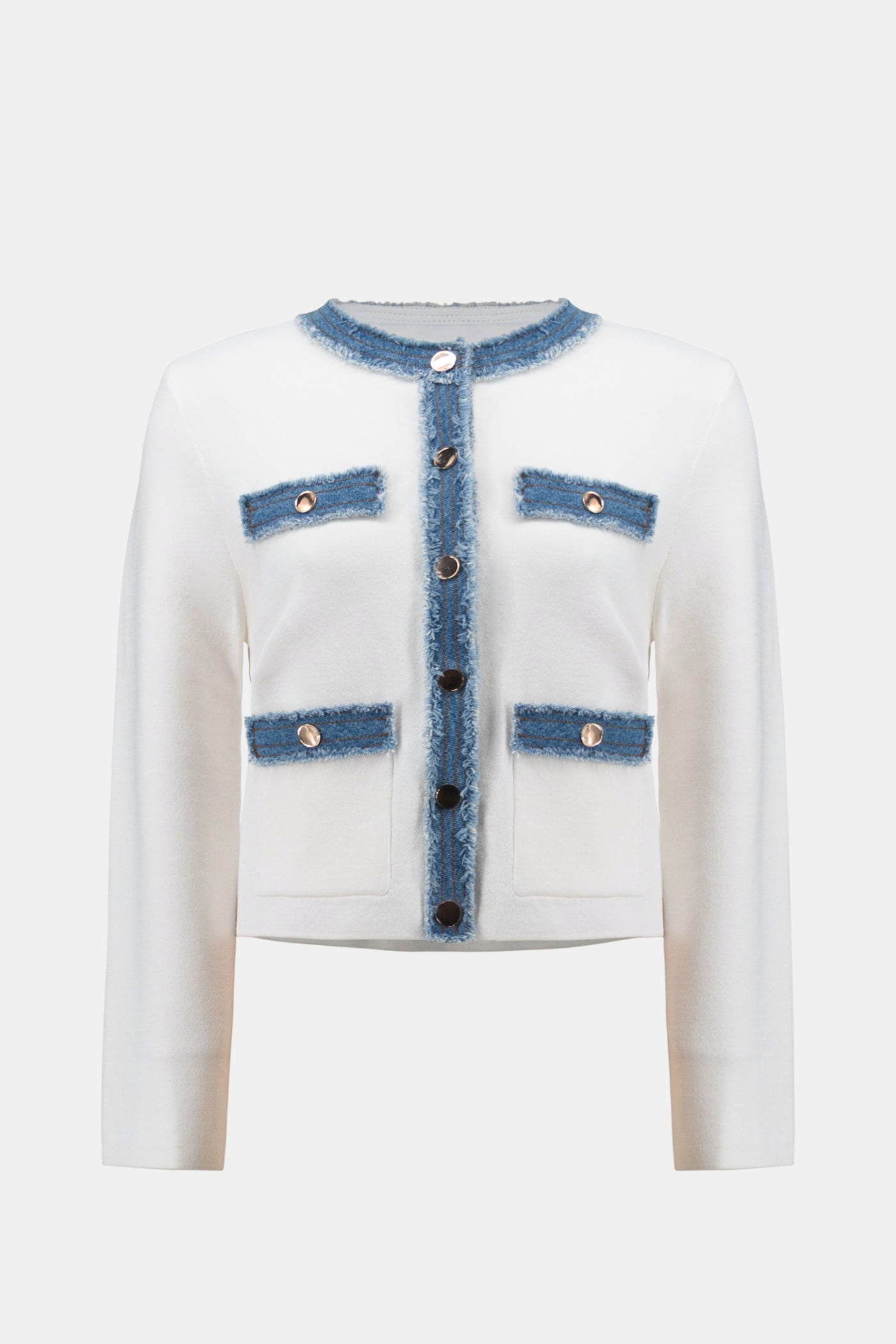 Viscose Blend Milano Stitch Jacket with Denim Trim Joseph Ribkoff