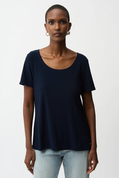 Silky Knit Fit and Flare Short Sleeve Top Joseph Ribkoff