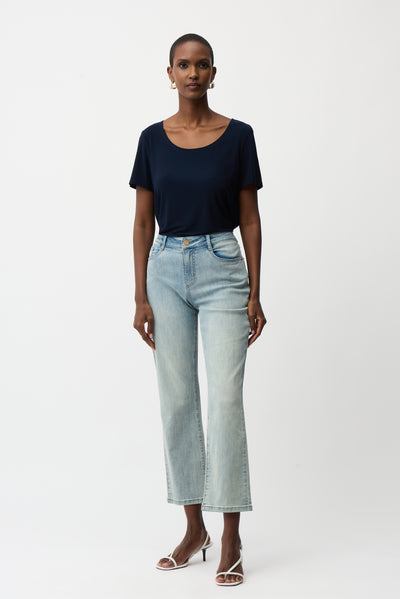 Silky Knit Fit and Flare Short Sleeve Top Joseph Ribkoff