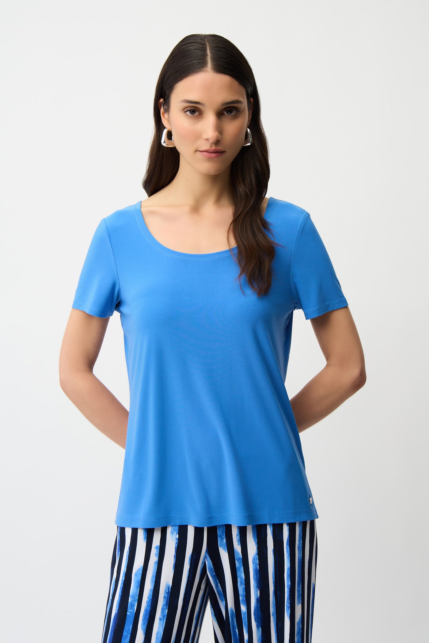 Silky Knit Fit and Flare Short Sleeve Top Joseph Ribkoff