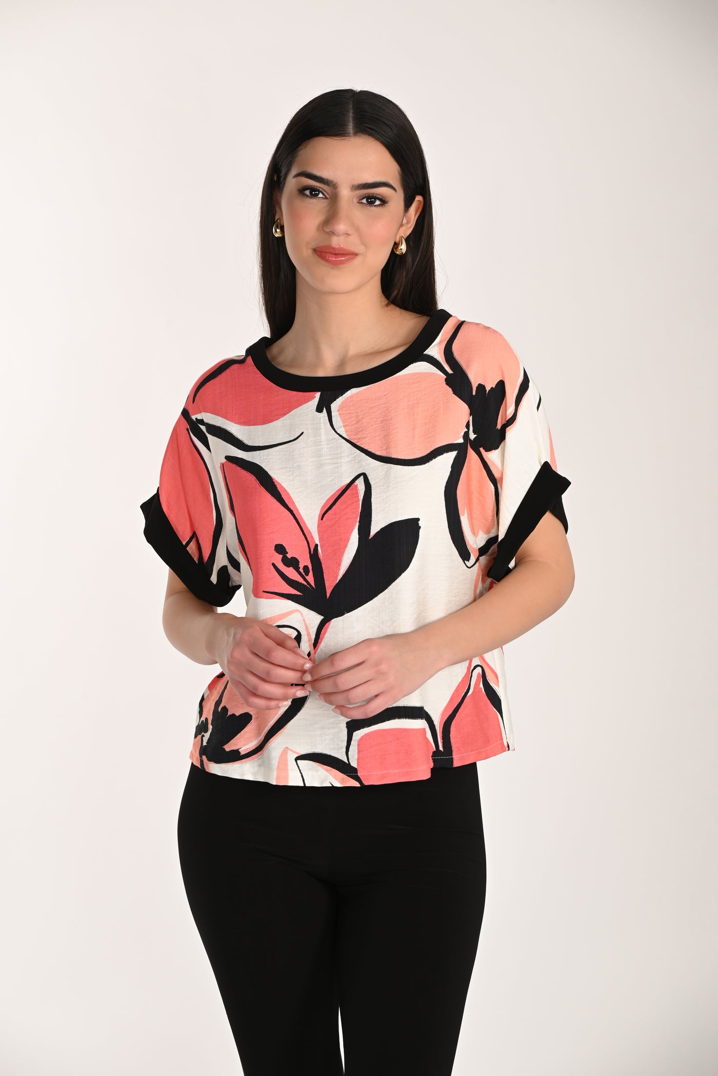 Coral Bloom Boxy Top Frank Lyman