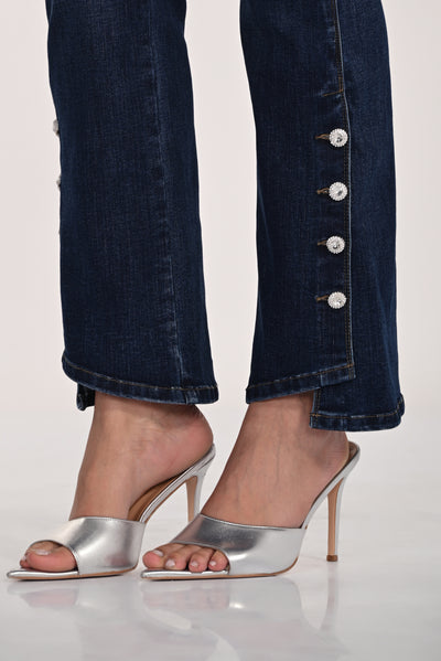 Crystal Hem Straight-Leg Jean Frank Lyman