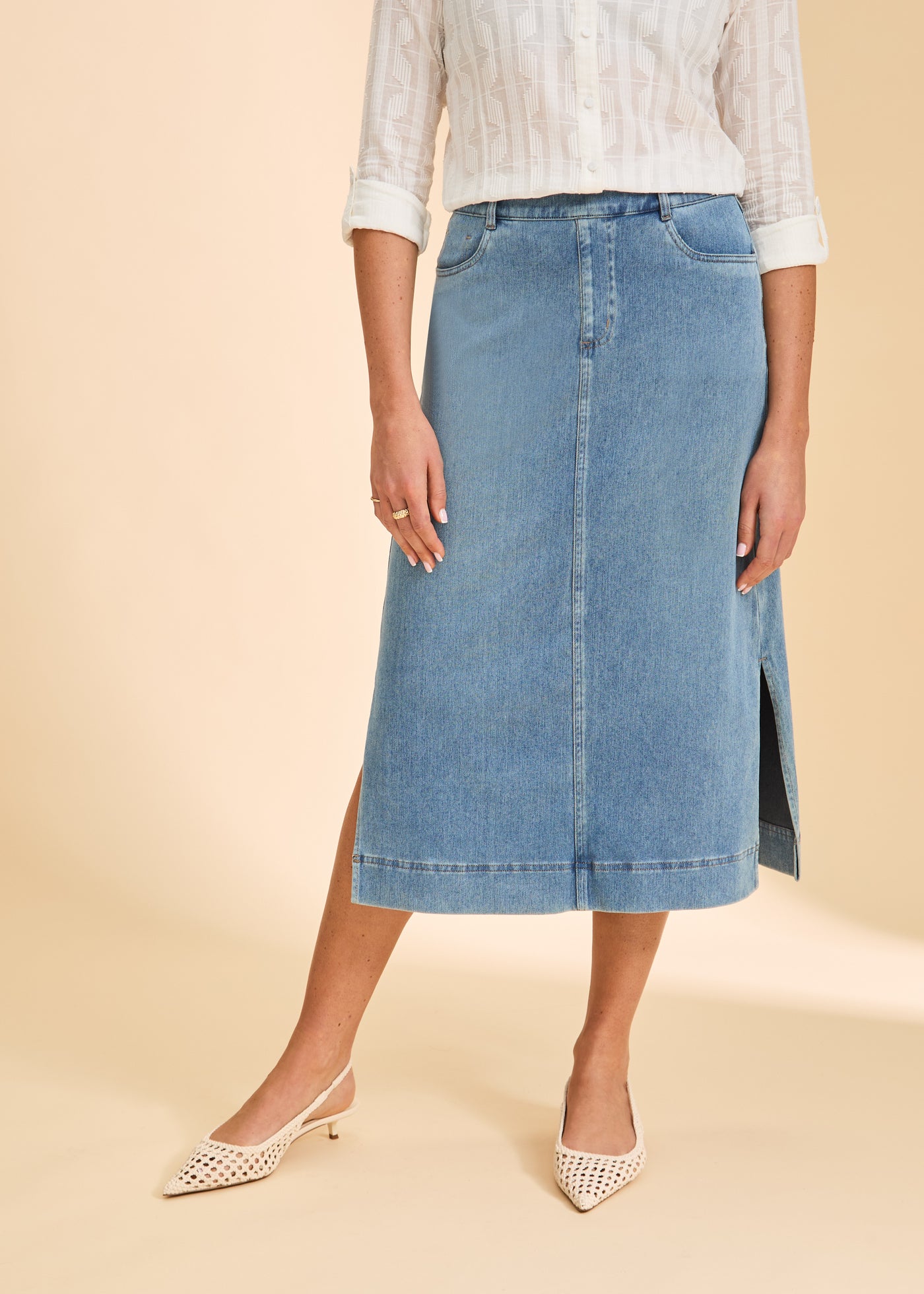 Pull-On Skirt With Slits French Dressing Jeans