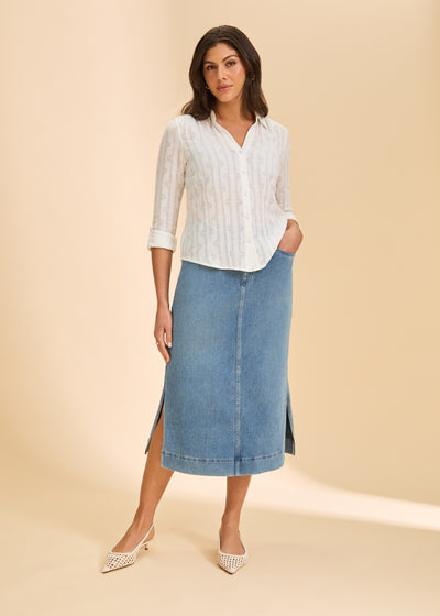 Pull-On Skirt With Slits French Dressing Jeans