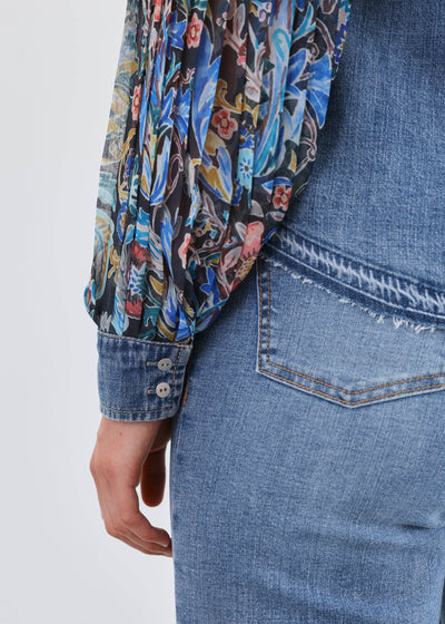 Pleated Sleeve Chambray Shirt - Dream Pants