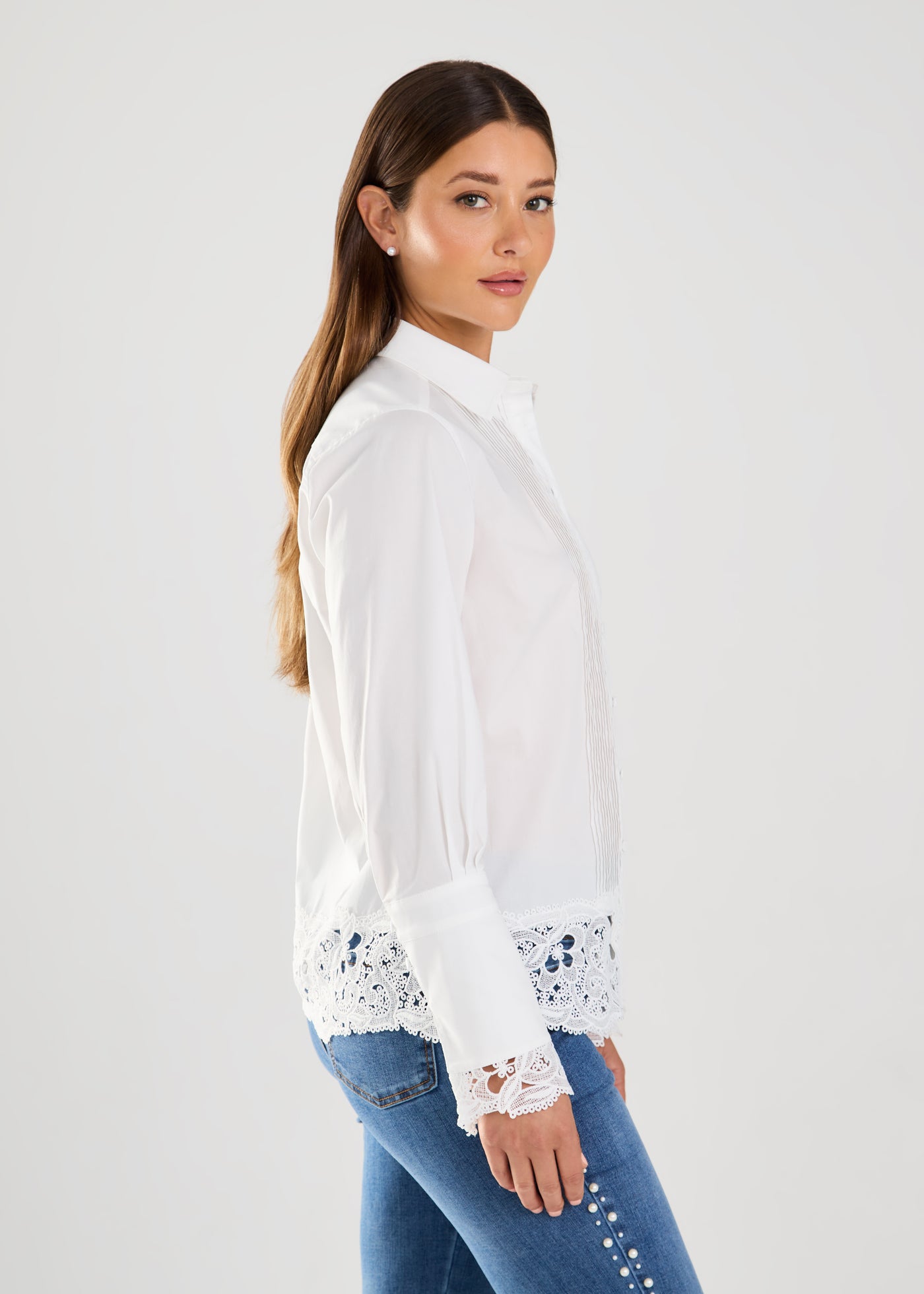 Long Sleeve Lace Detail Shirt French Dressing Jeans