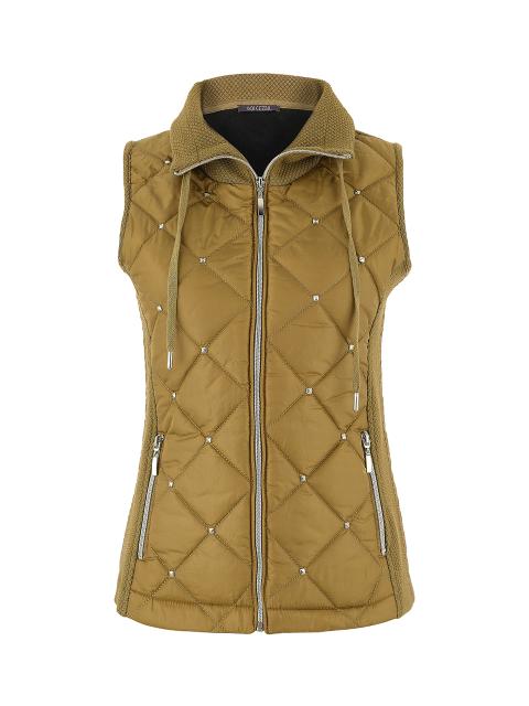 Quilted Zip-Up Vest with Stud Accents Dolcezza