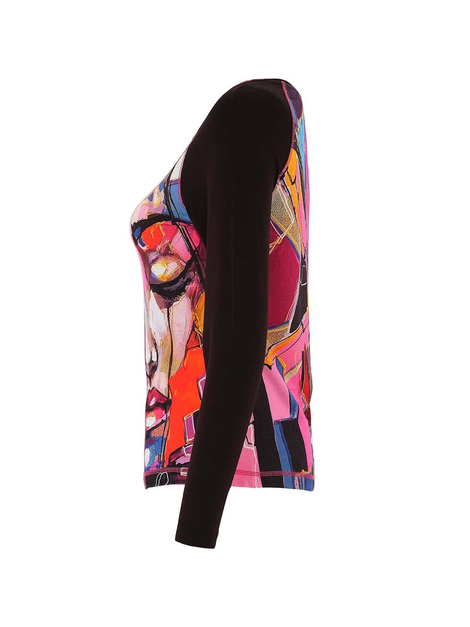 Abstract Face Print Long Sleeve Top Dolcezza